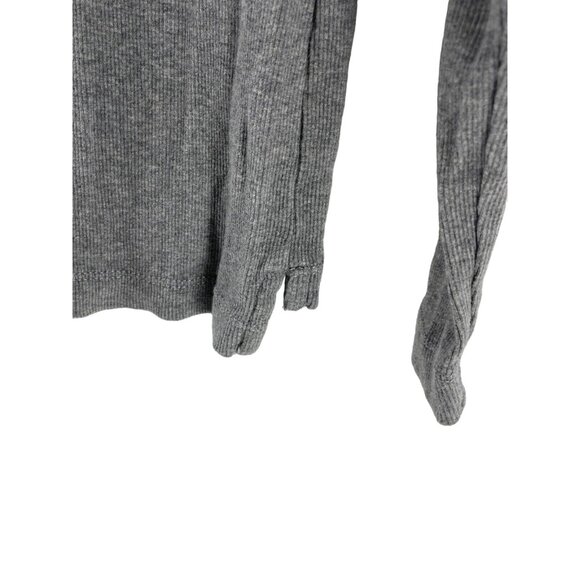 Lauren Ralph Lauren Gray Knit Top Shirt Suede Zipper Shoulders Size Large - Picture 7 of 11